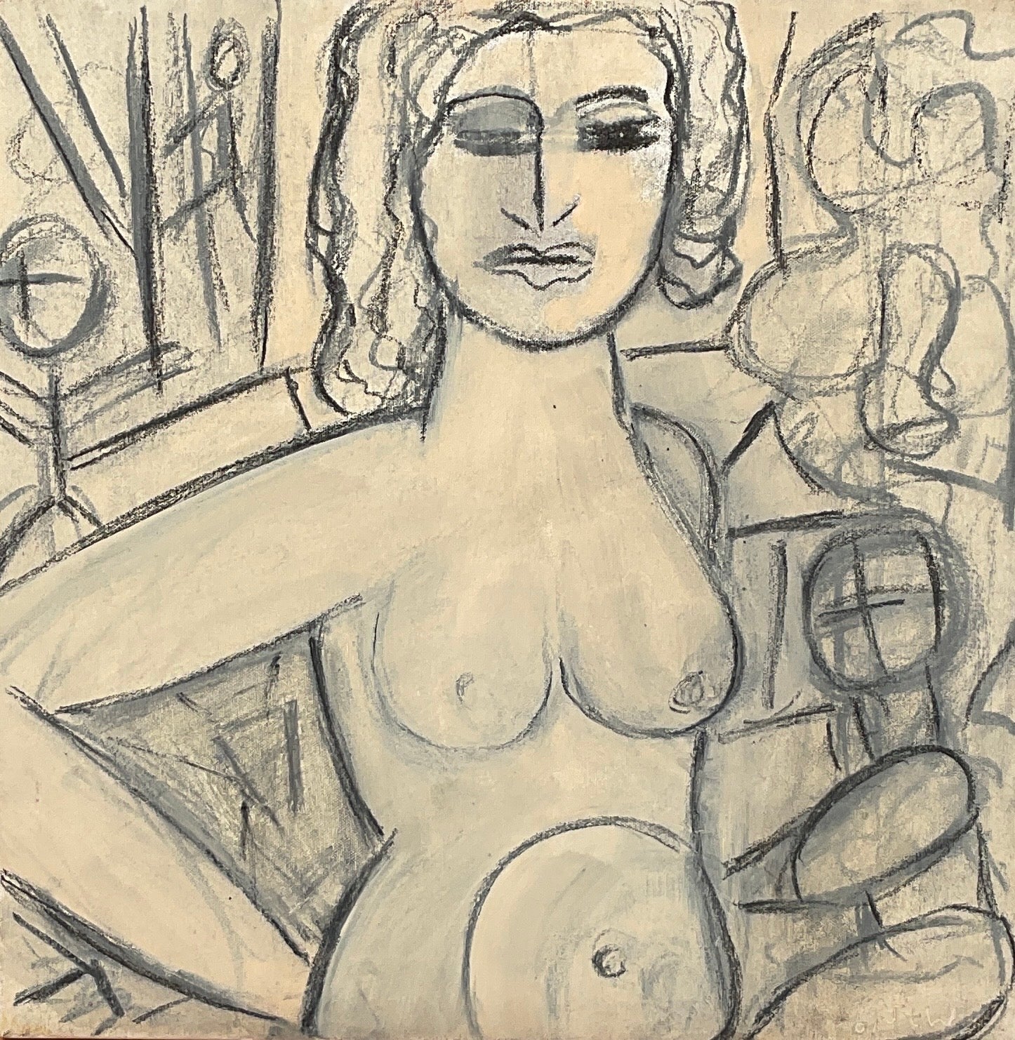 W untitled nude black and white sketch