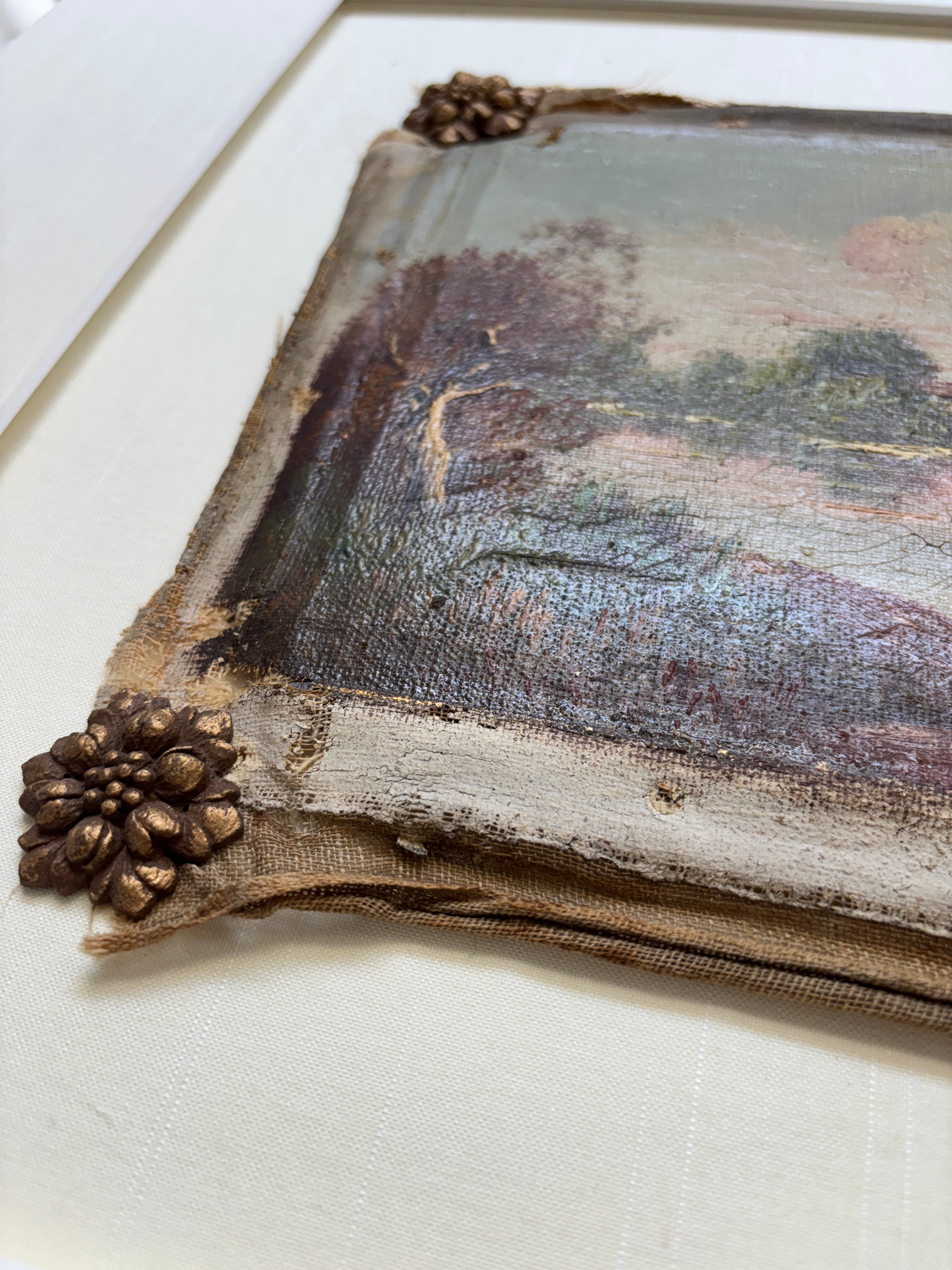 French Estate Seaside Landscape with Gilded Escutcheons