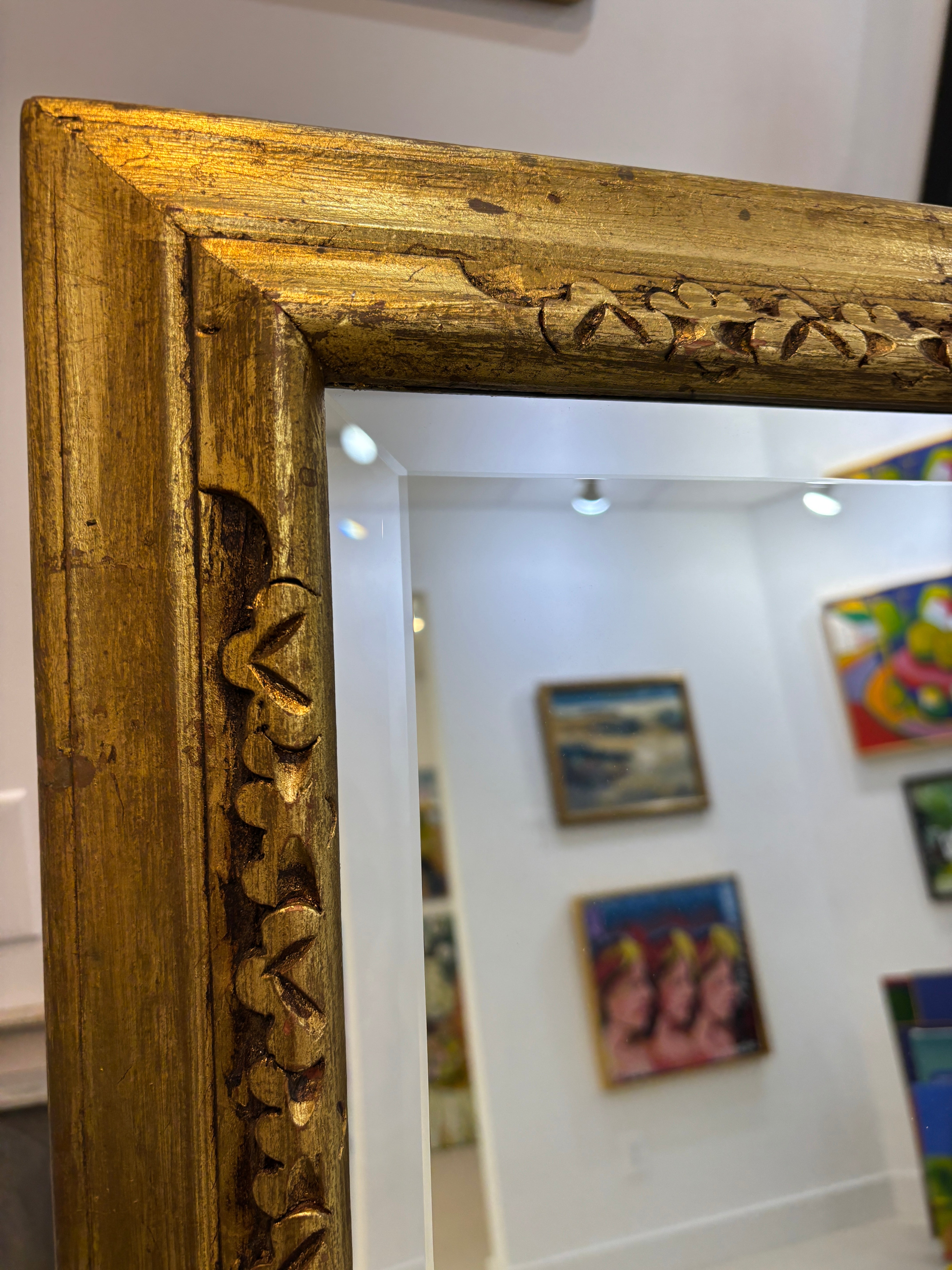 Antique, Gilded & Carved Wooden Framed Mirror