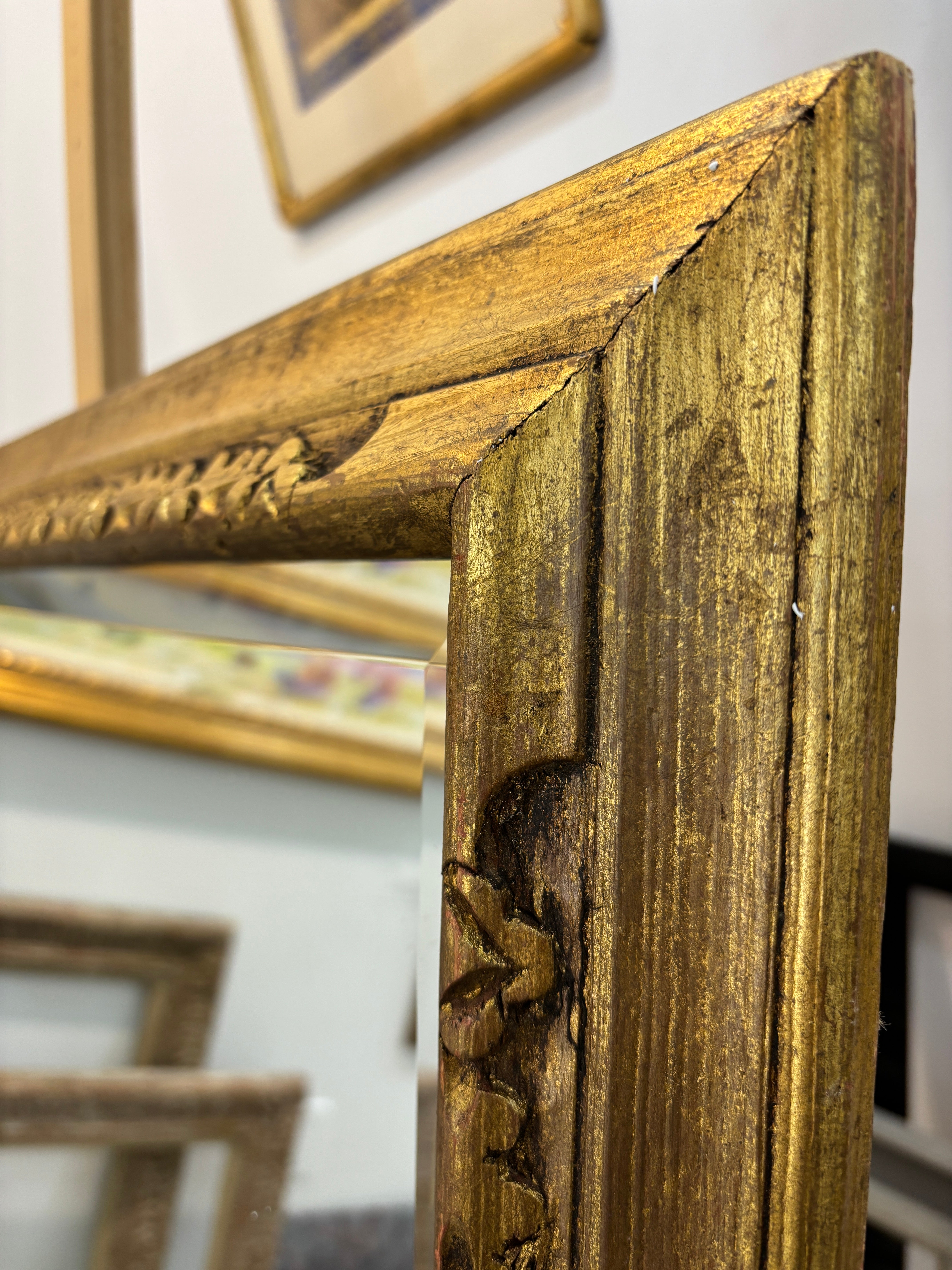 Antique, Gilded & Carved Wooden Framed Mirror