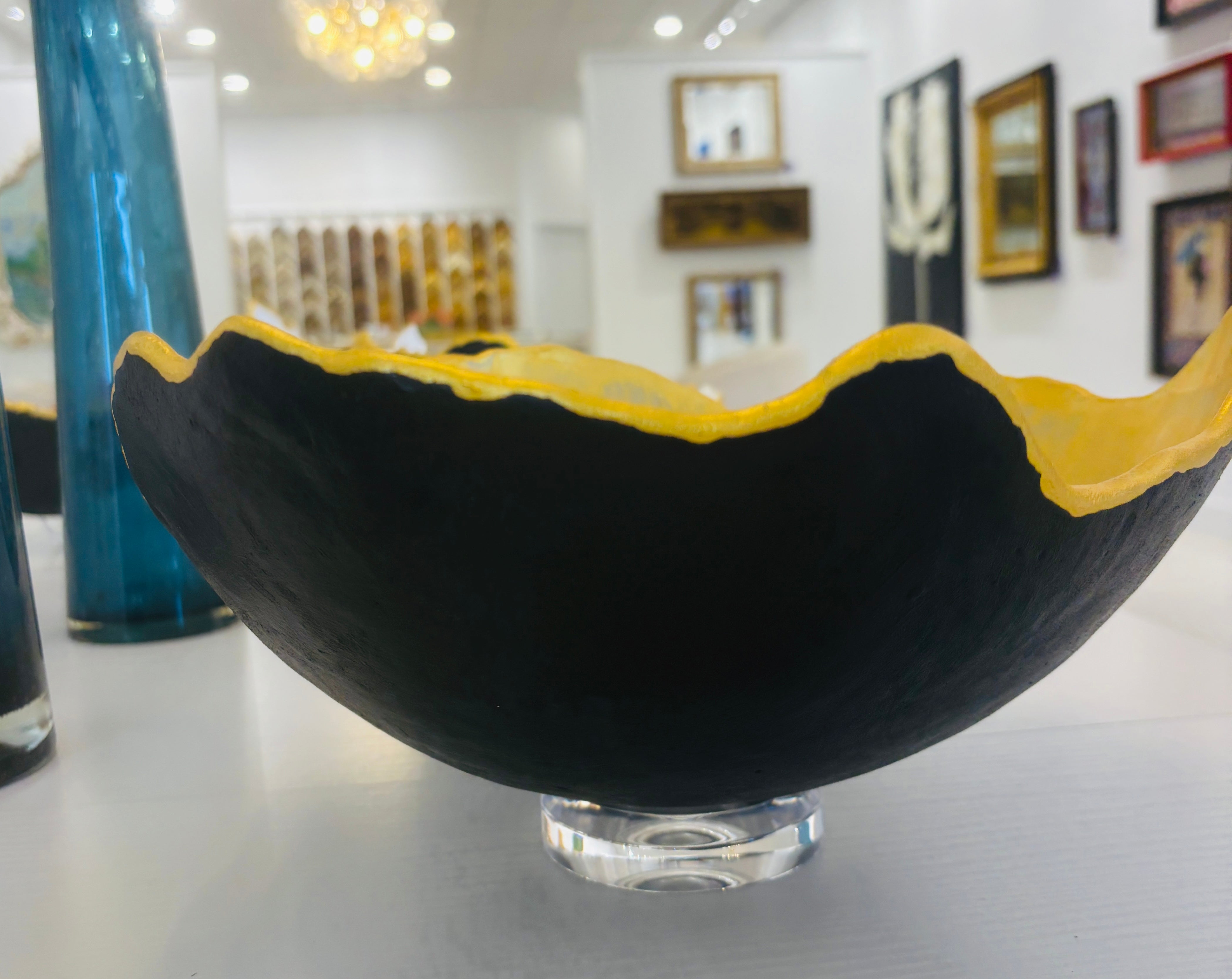 Large Gold and Black Bowl