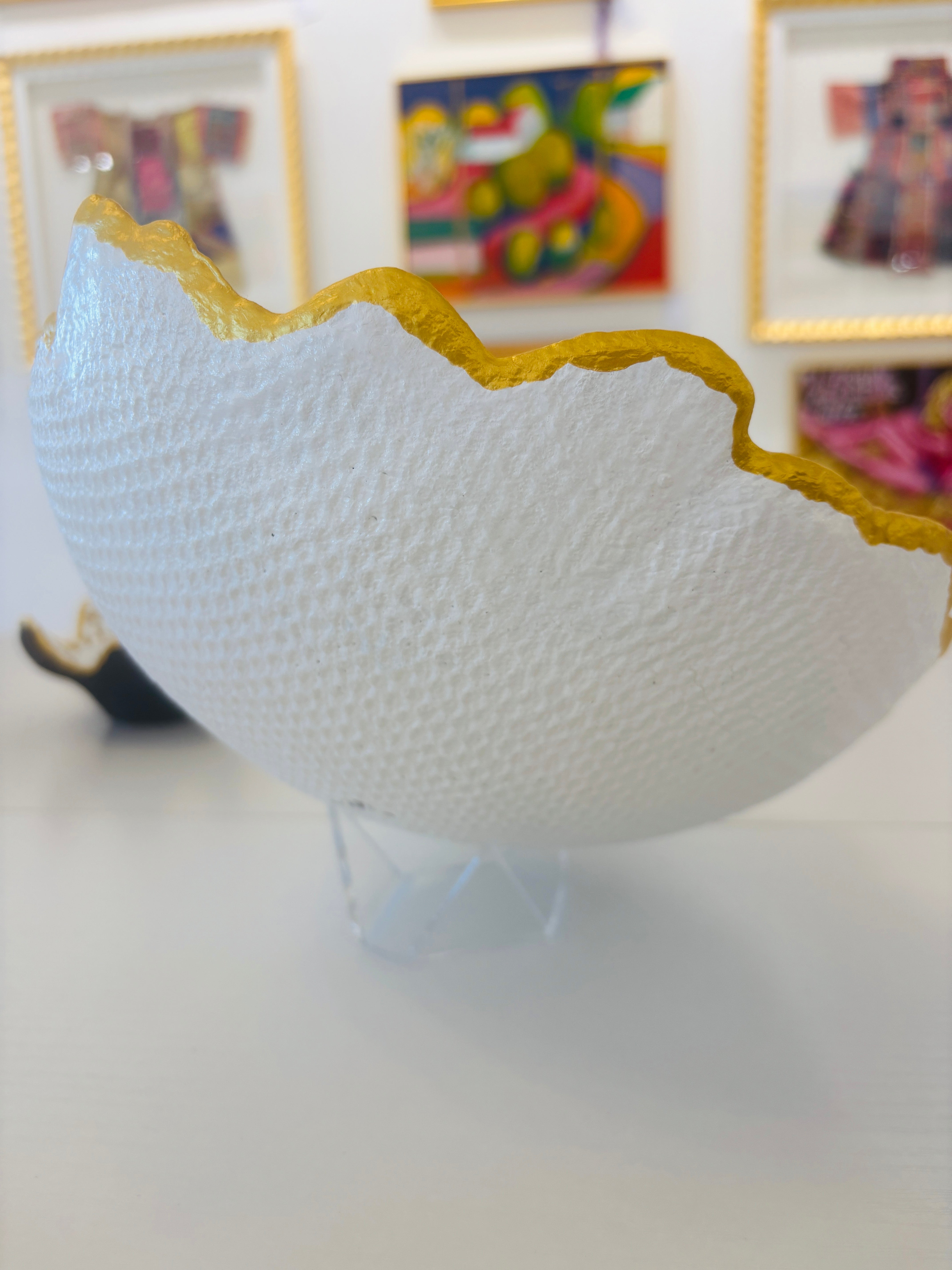 Medium BLack and White "Feathered" Bowl