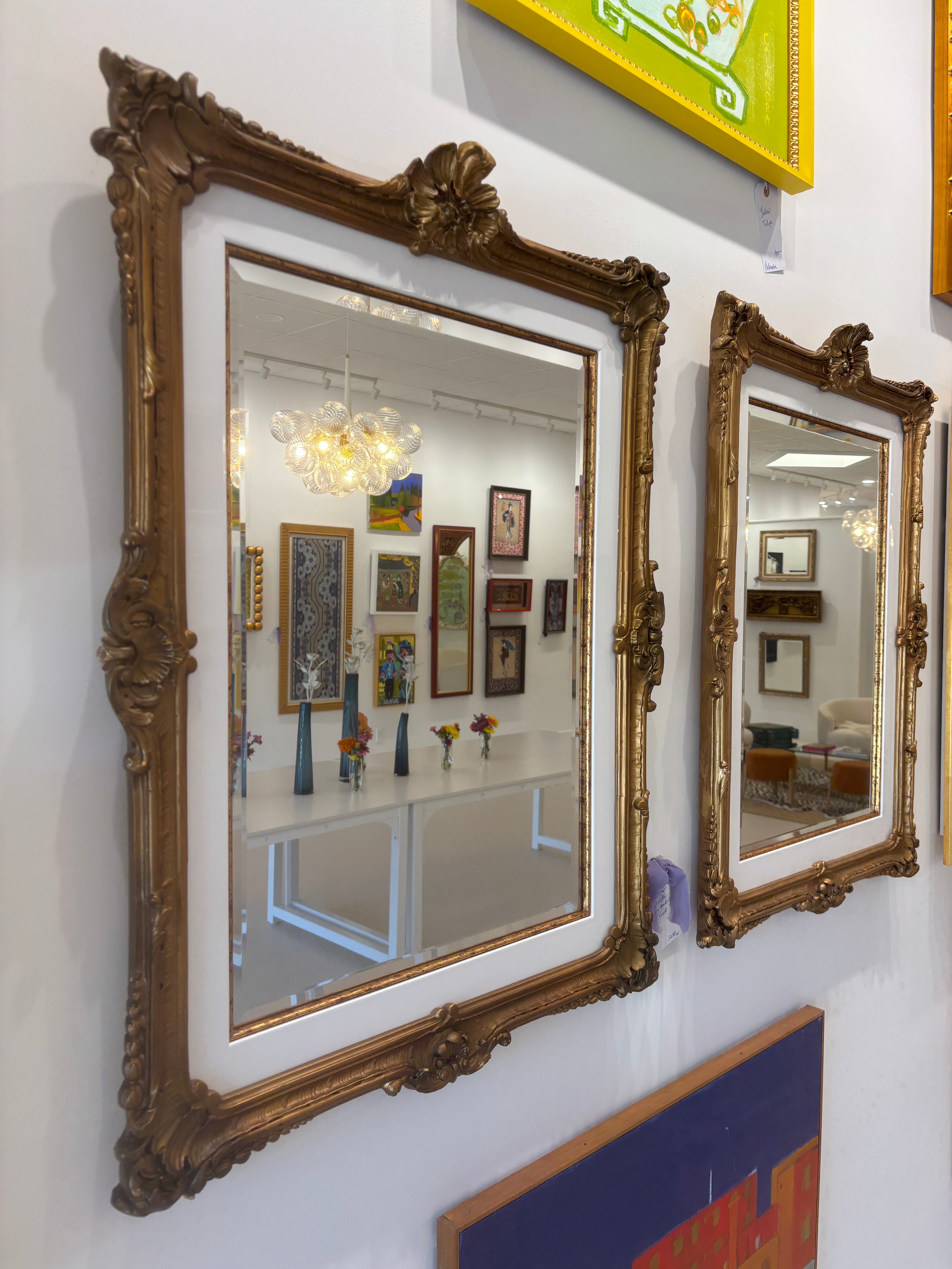 Antique Gold and White Lacquer Mirror