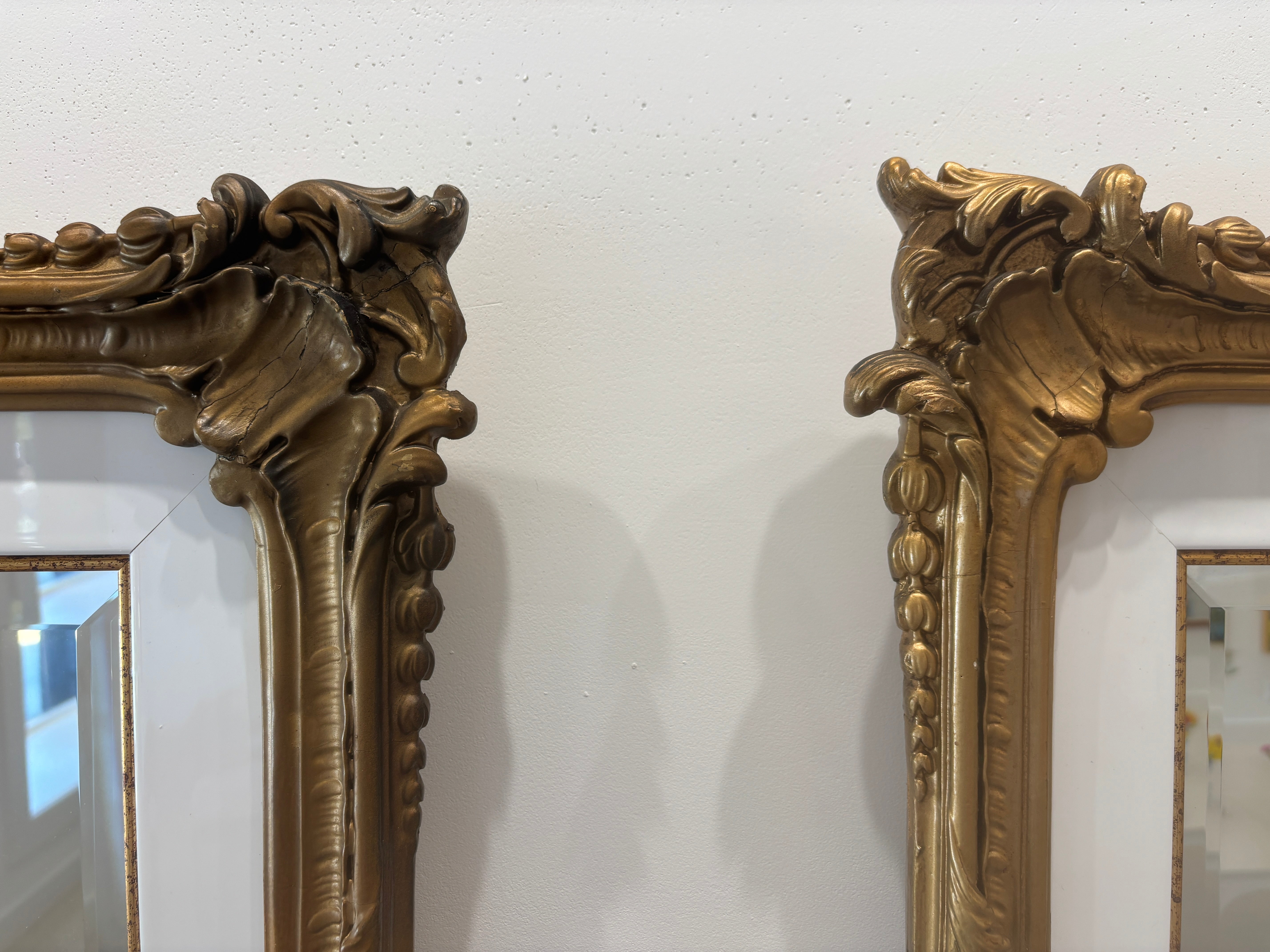 Antique Gold and White Lacquer Mirror