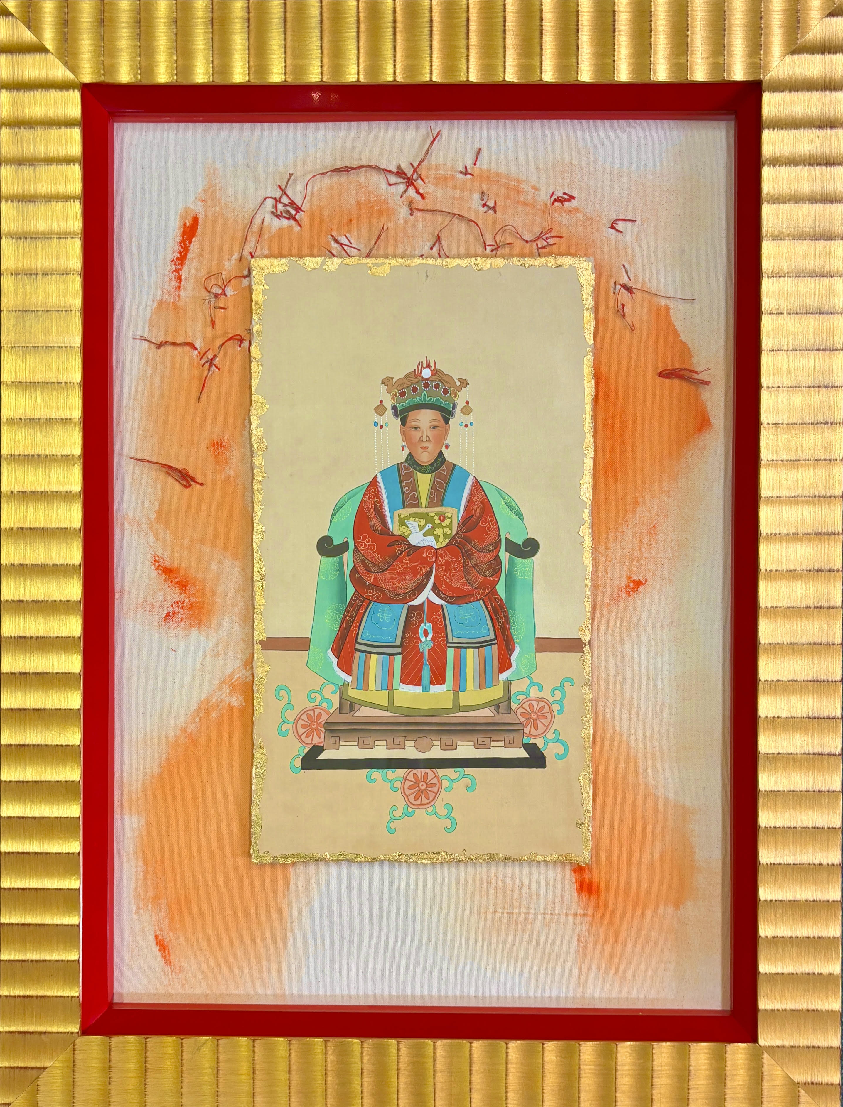 Antique Traditional Chinese Ancestral Silk Portrait 002