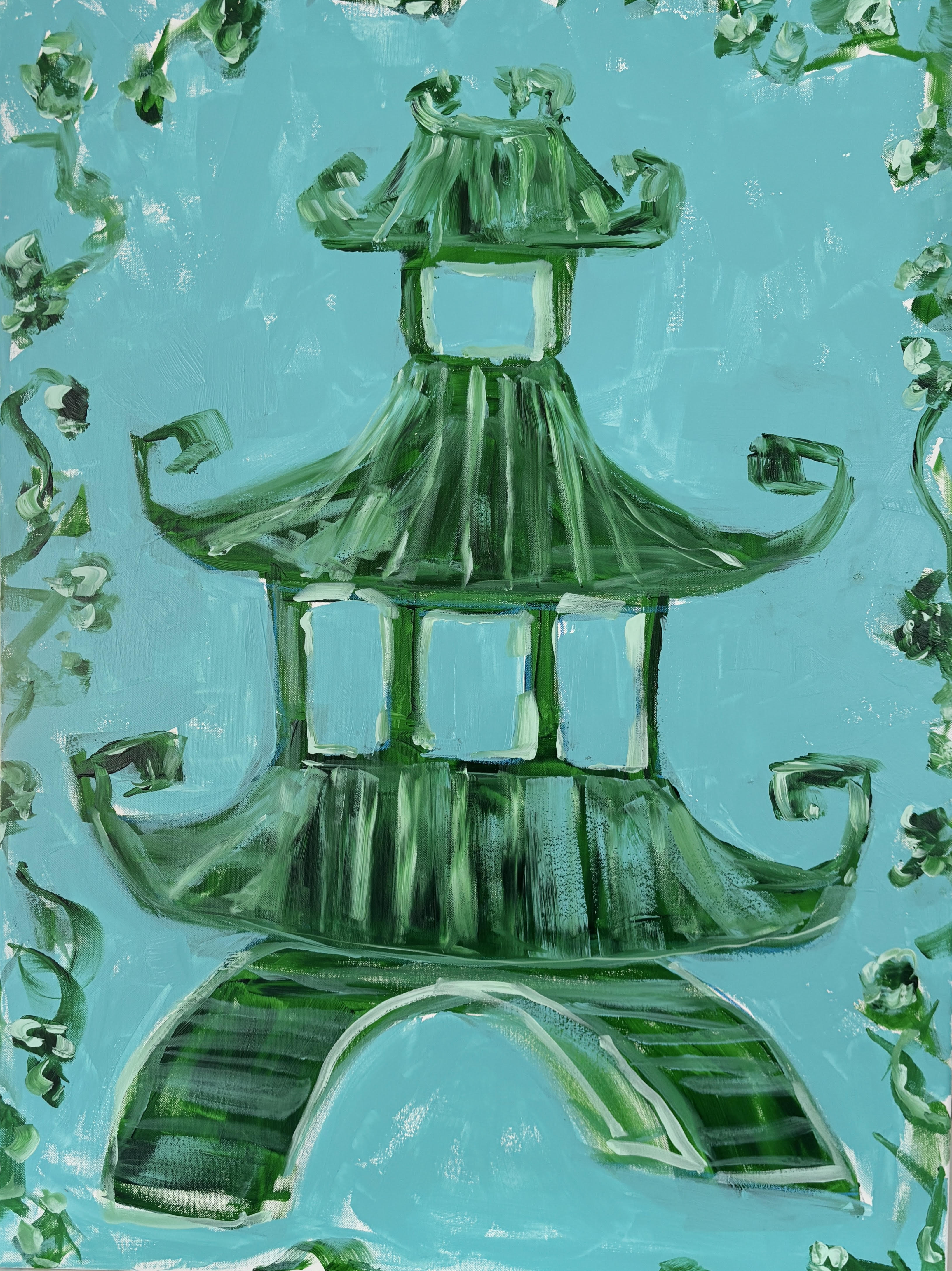 Teal and Green Pagoda