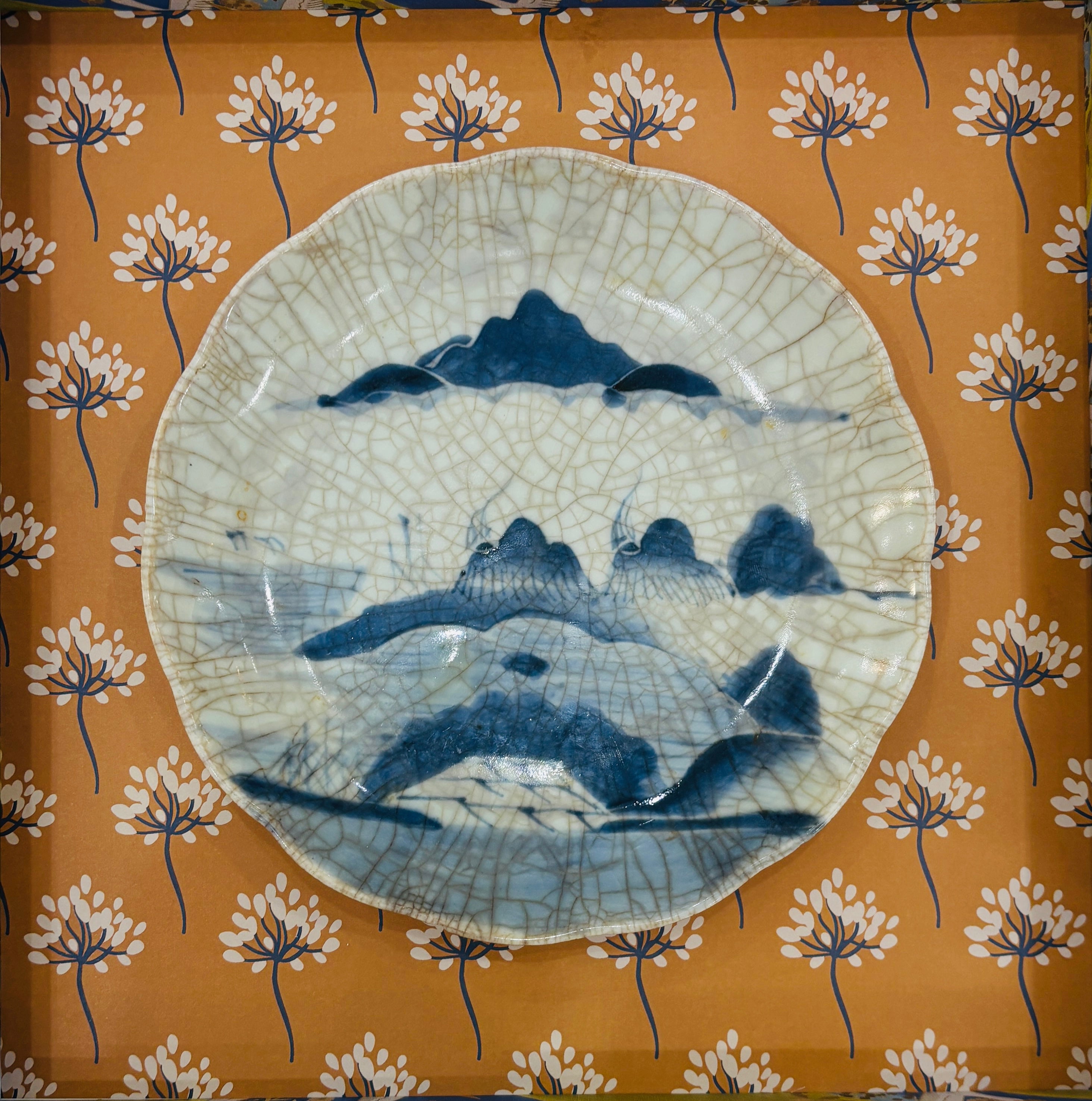 Antique Chinese Plate Mountain Motif