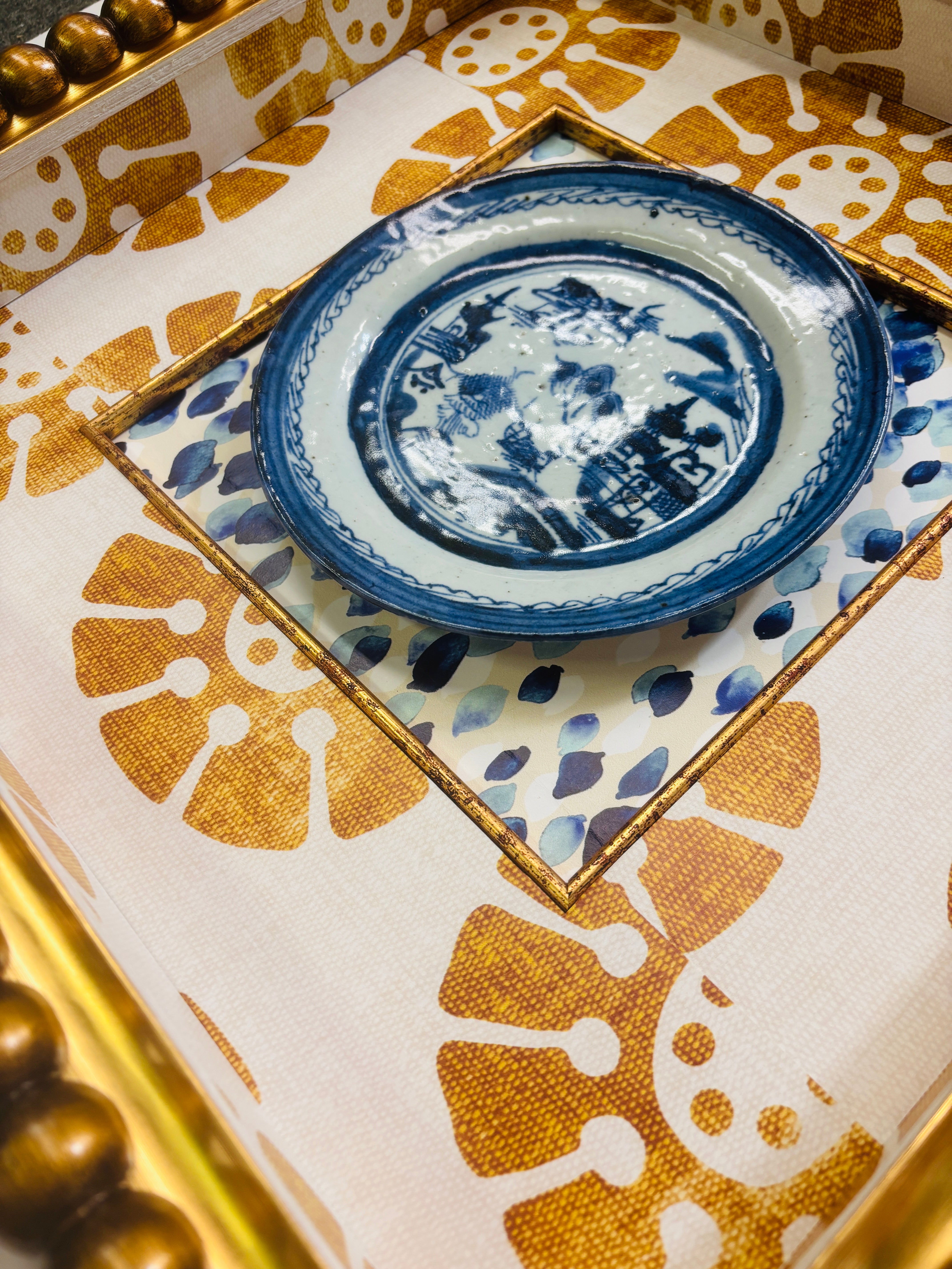 Antique Canton Plate with Custom Shadow Box