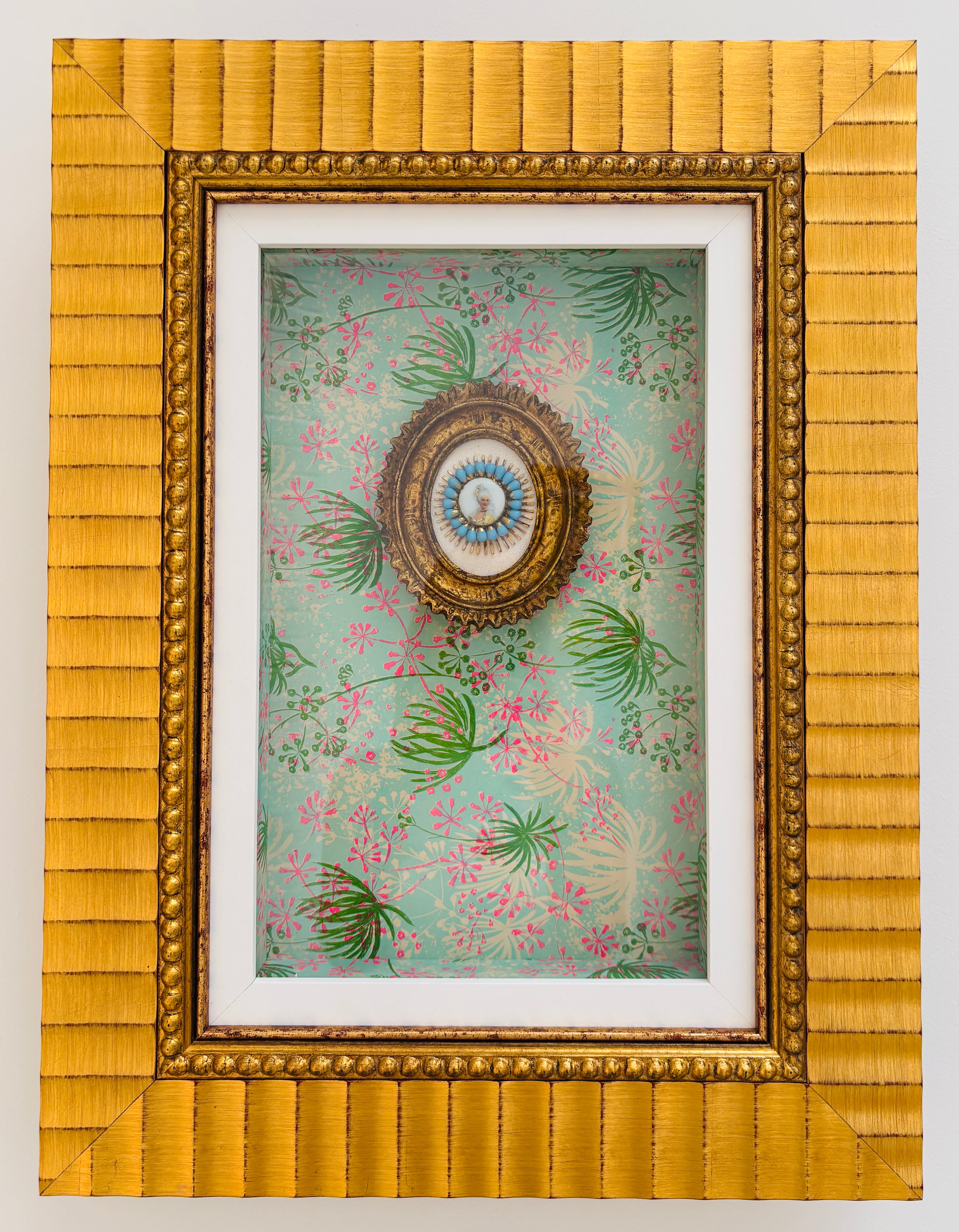 Jeweled Antique Cameo Papered Shadow Box I