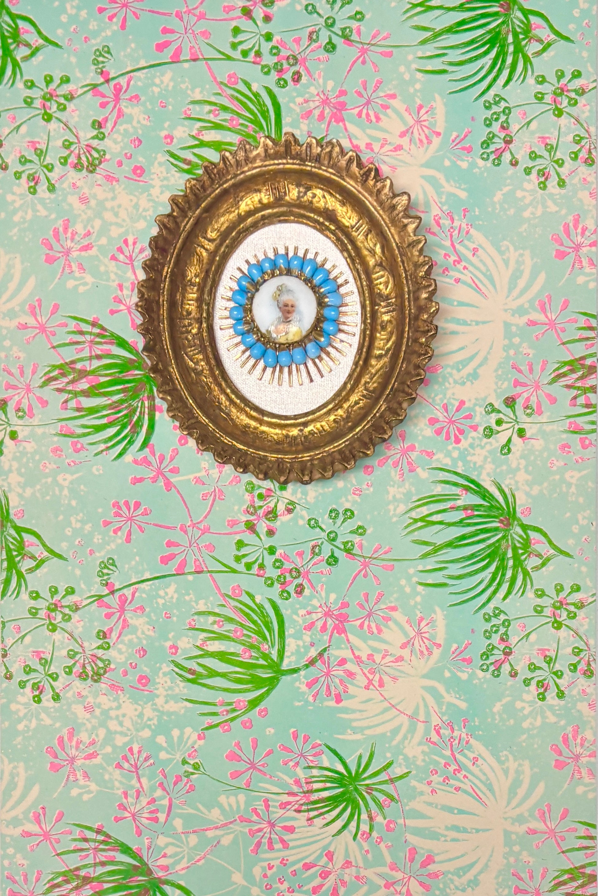 Jeweled Antique Cameo Papered Shadow Box I
