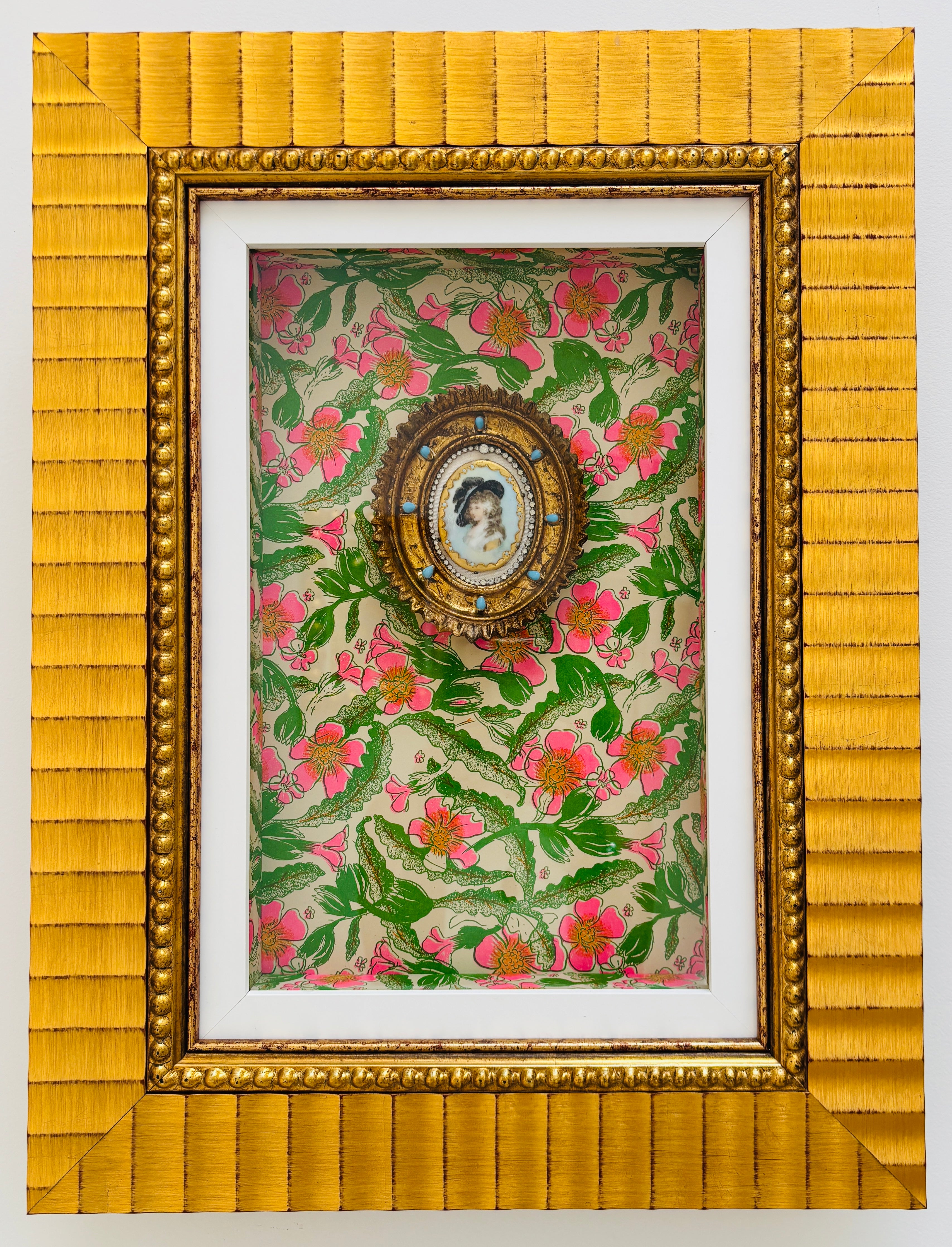 Jeweled Antique Cameo Papered Shadow Box II