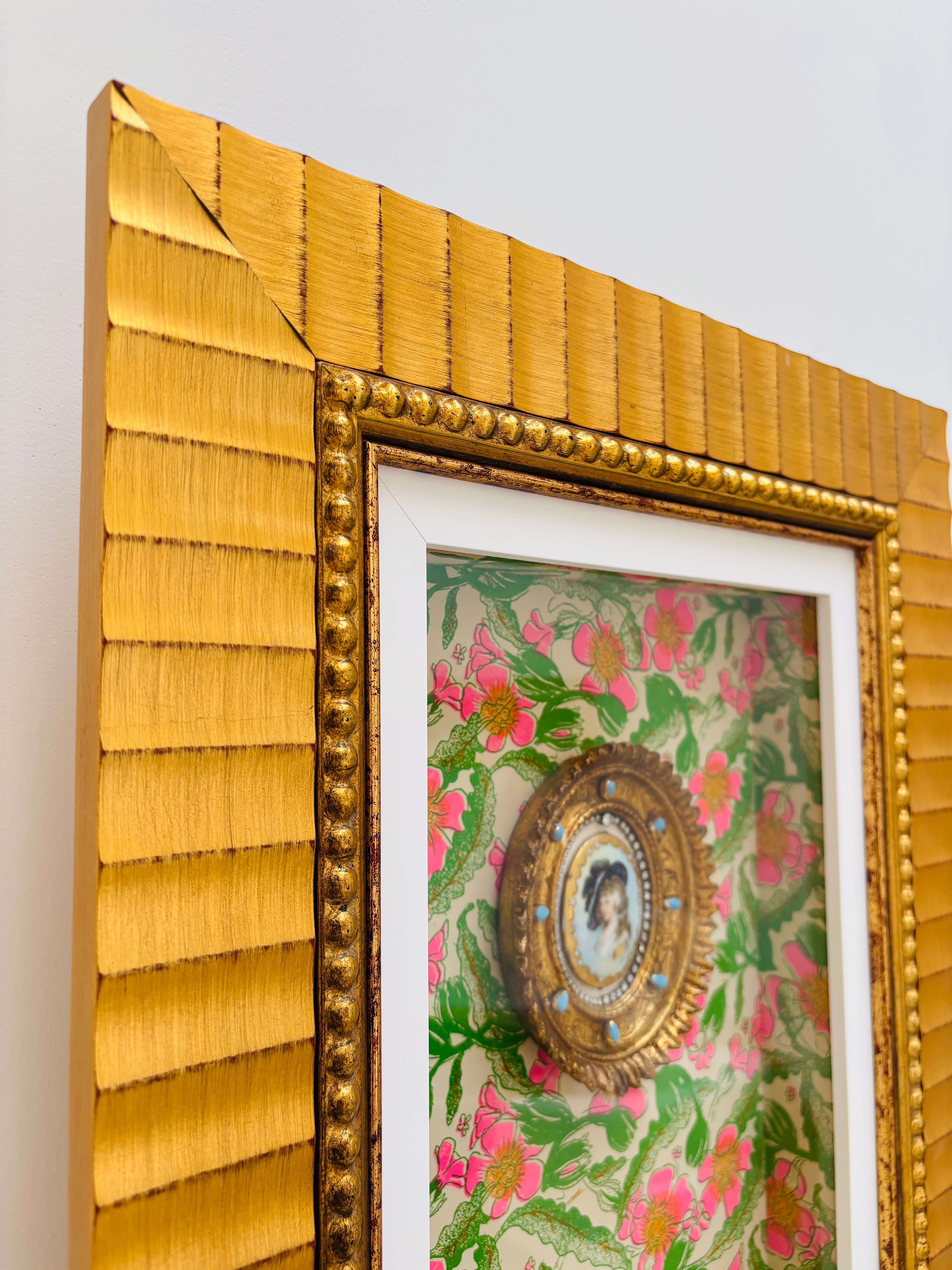 Jeweled Antique Cameo Papered Shadow Box II