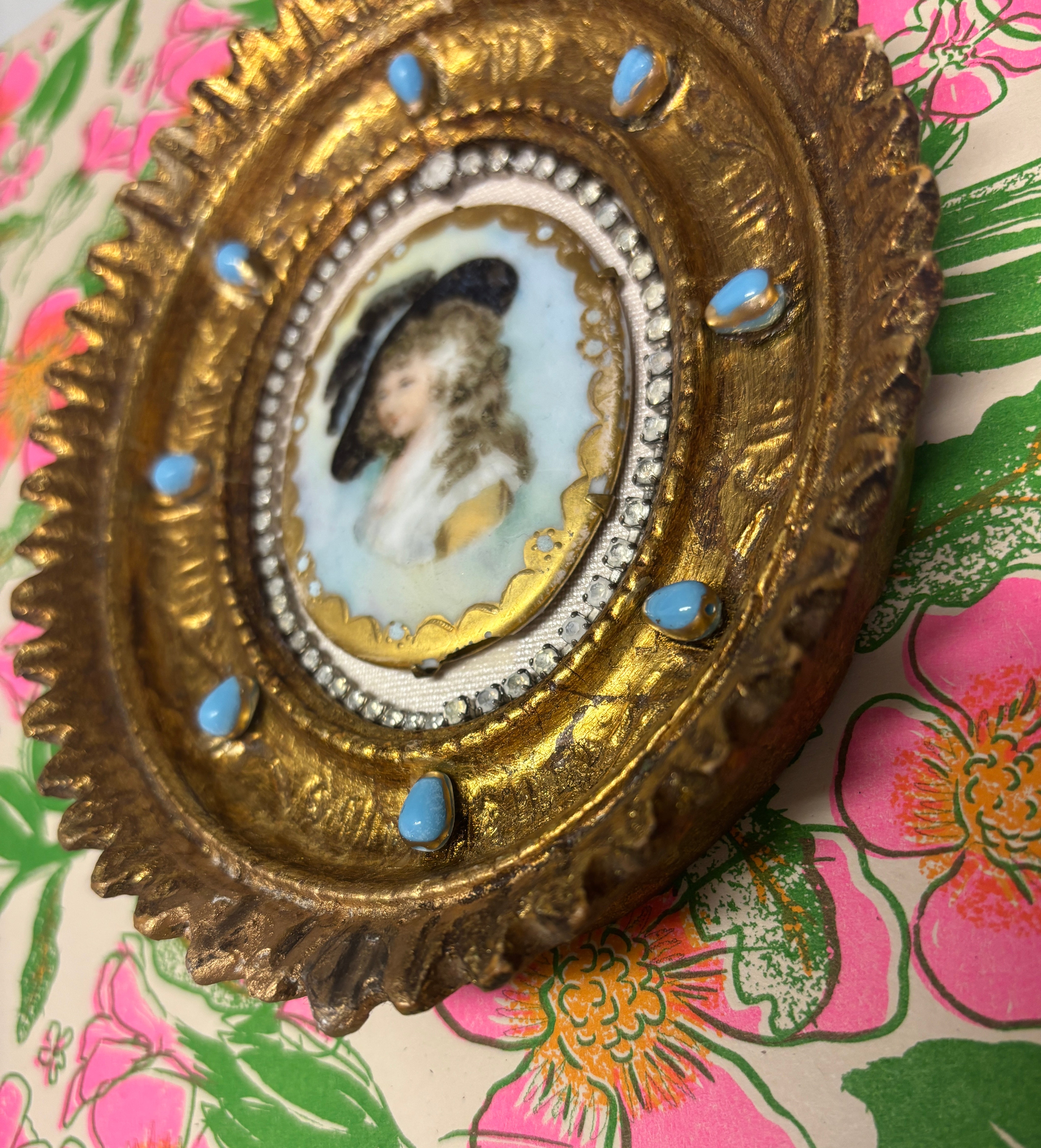 Jeweled Antique Cameo Papered Shadow Box II