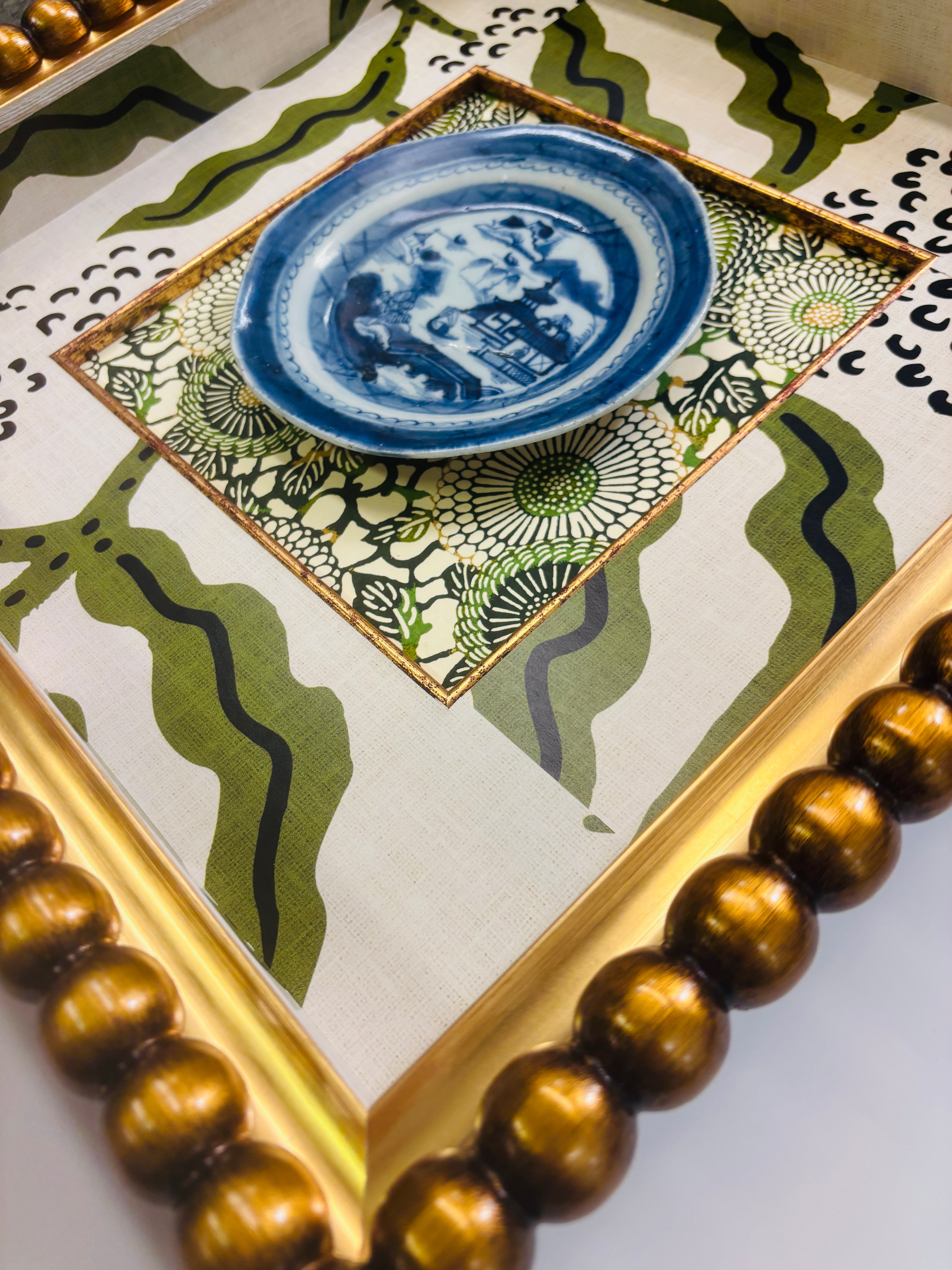 Antique Canton plate with Custom Shadow Box