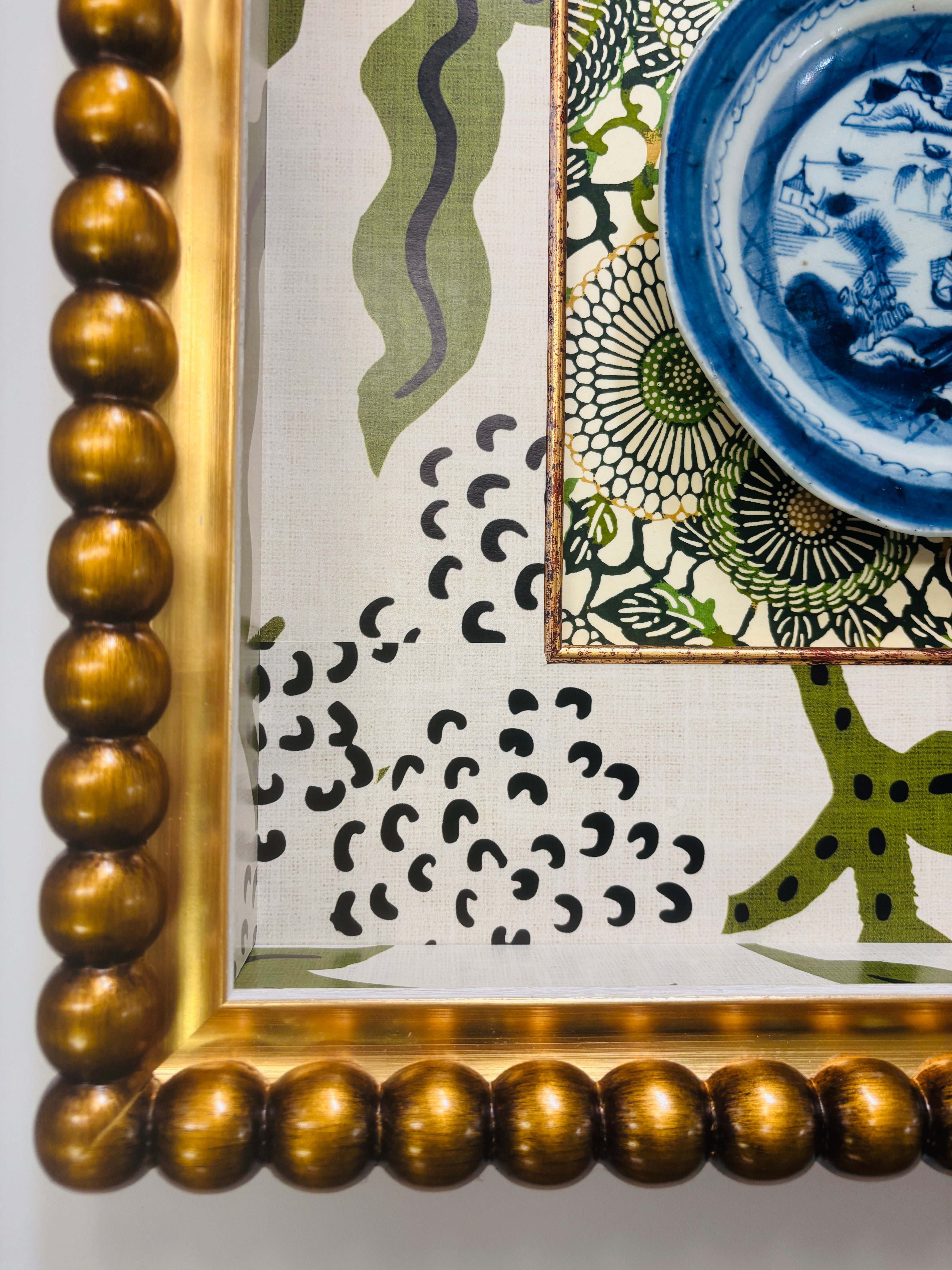 Antique Canton plate with Custom Shadow Box