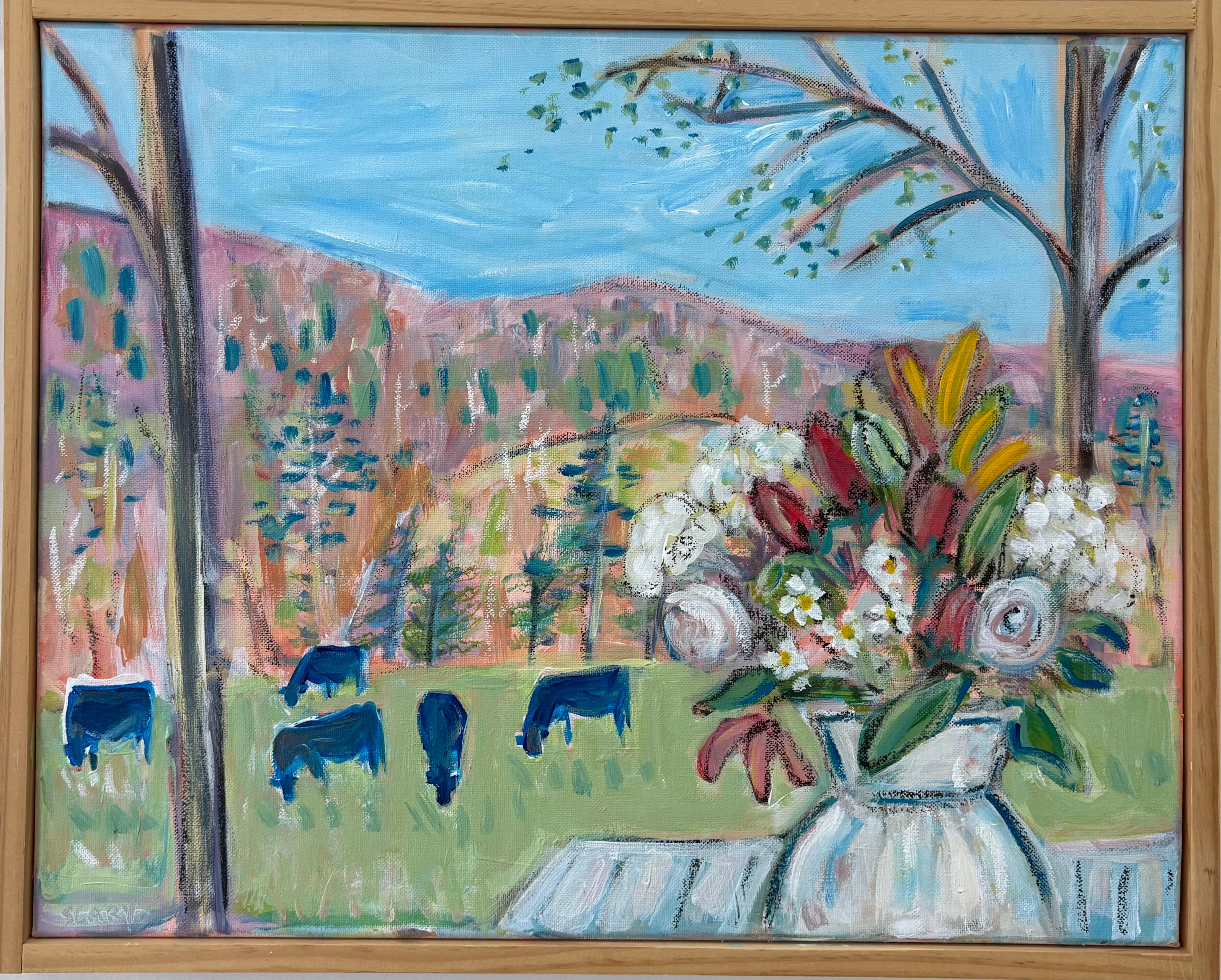 Picnic Flowers with Cows