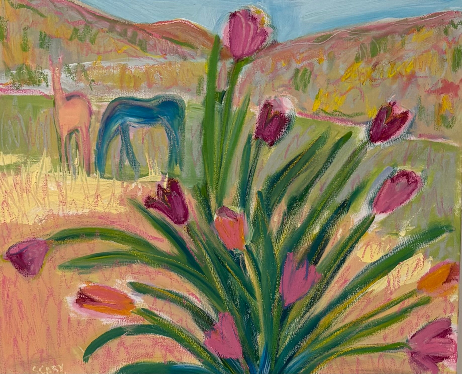 Tulip Burst with Horses