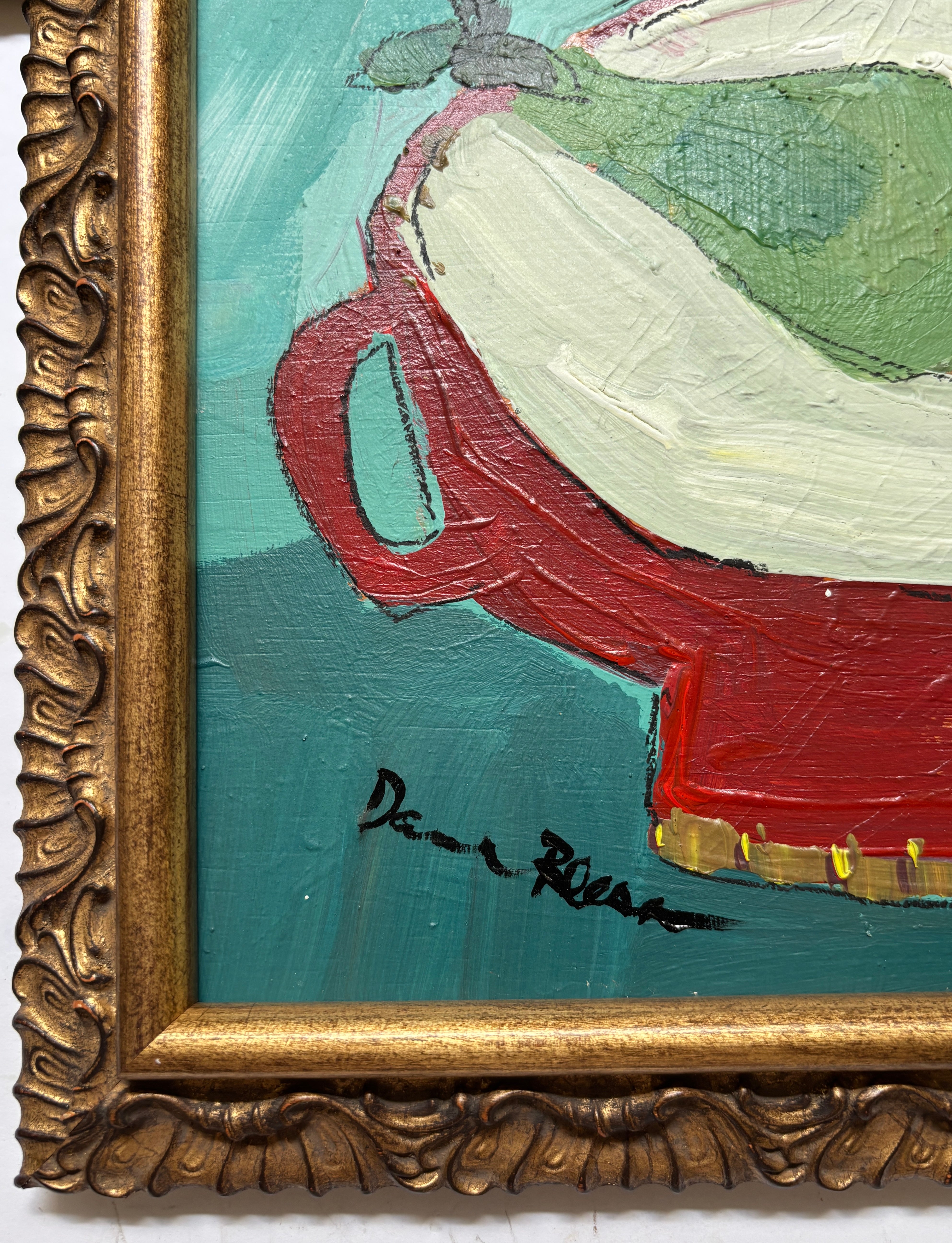 Three Pears in a Red Bowl